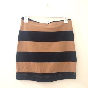 H&M Tan and Navy Striped Skirt